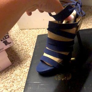 Charlotte Russe Navy Blue Nubuck Heels